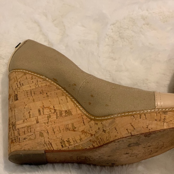 Tory Burch Canvas/Leather/Cork Heels Size 10 - Picture 4 of 5